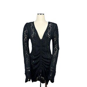 Crochet Mini Dress Black Size S